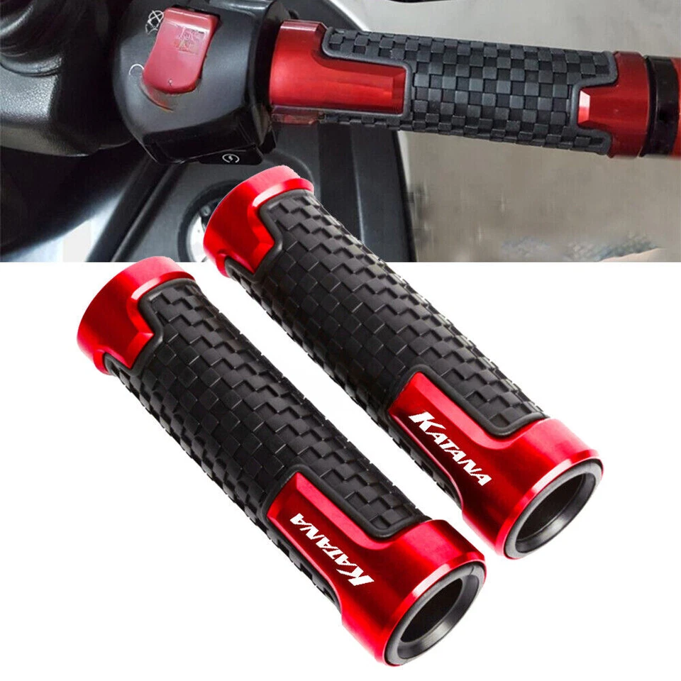 Red CNC Grip Handlebar Balanced Plug slider Bar End Cap Cover For SUZUKI Katana Foto 2 de 4