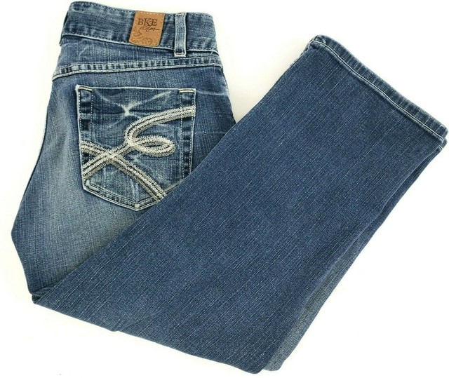Womens BKE Denim Buckle Jeans Sz 28 (30) Cropped Capri Blue Wash eBay