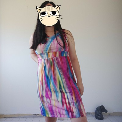Katies Rainbow Sleeveless Midi Dress Womens Size M Medium Free Shipping