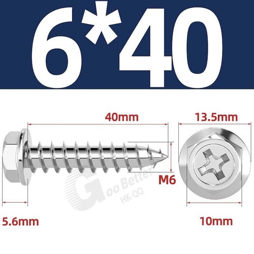 Flanged Self Tapping Screws Stainless Steel Hexagon Hex Head Tappers M3 M4 - M10 - Picture 55 of 89