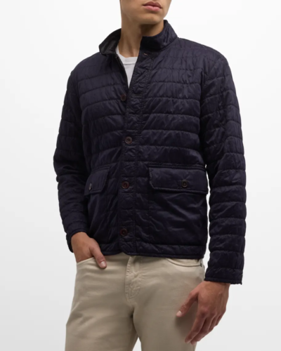 Peter Millar M Greenwich Jacket Washed Black Garment Dyed Quilted Coat $250 - Picture 2 of 9