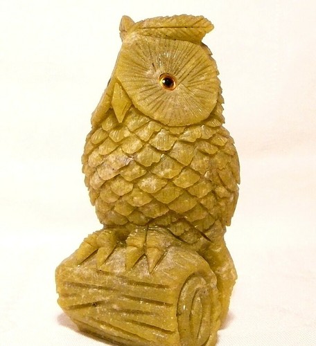 OWL CARVING, SERPENTINE GEMSTONE 105 X 50mm 338gm "NEW" AUZ SELLER GC122 - Picture 2 of 6