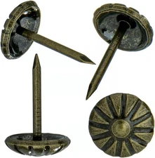 Upholstery Tacks for Decorative, Furniture Nails Antique Brass 
