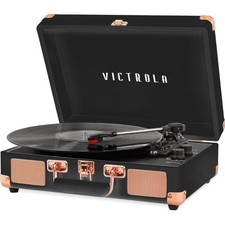 Journey Bluetooth Portable Suitcase Record Player with Built-in Speakers, 3...