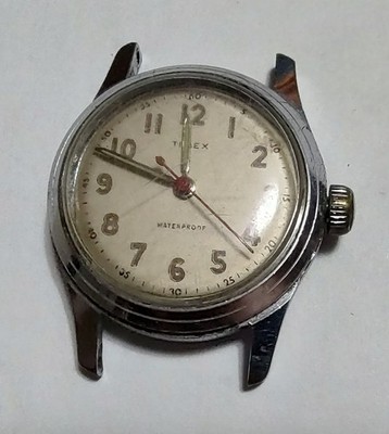 Vintage 1950s Timex Marlin Military Manual Watch Red Secondhand