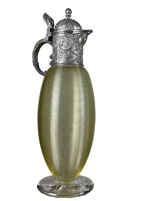 Ancienne Aiguière en cristal verre réticulé renaissance carafe décanteur - Photo 1/4