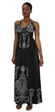 Animal Print Exotic V Neck Cocktail Plus Sized Maxi Dress 1X, 2X, 3X Black 1X
