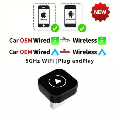 Wireless CarPlay Android Auto Adapter 2in1 Smart AI Box Auto Dongle