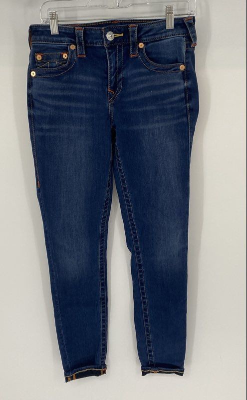 True Religion Womens Jennie Blue Denim Mid-Rise Curvy Fit Skinny Jeans Size 28