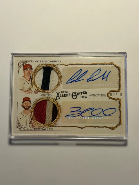 2025 Topps Allen Ginter Corbin Carroll / Zac Gallen Double Patch Relic Auto /10