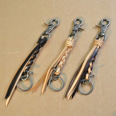 Leather Key Chain Vintage Men Car Ring Key fob Handmade Weave Keychain Keyring