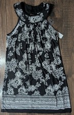 Three Pink Hearts NWT X-Small Black & White Floral Dress Sleeveless Retail $40