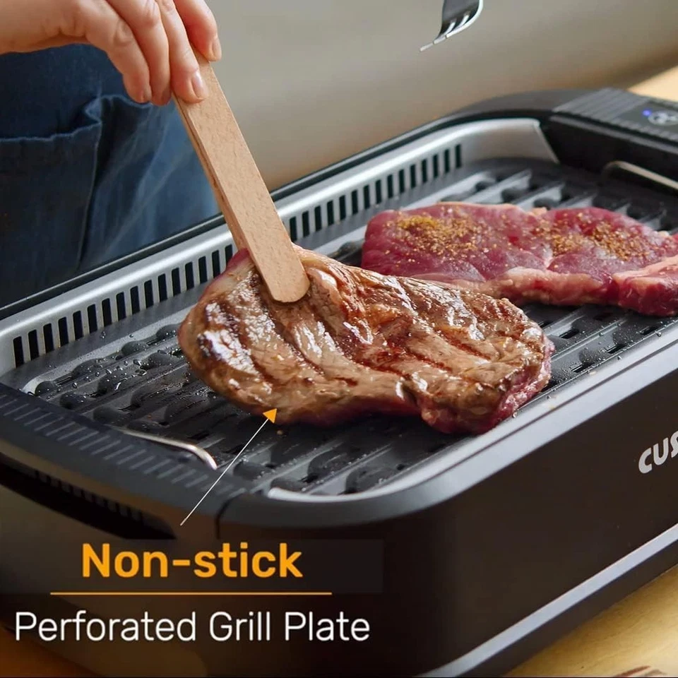 Smokeless Indoor Grill Electric Grill with LED Display Tempered Glass Lid 1500W - image 2 of 4