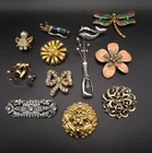Vintage Costume Jewelry Brooch Pin Lot 12 Rhinestone Enamel Animal Flower