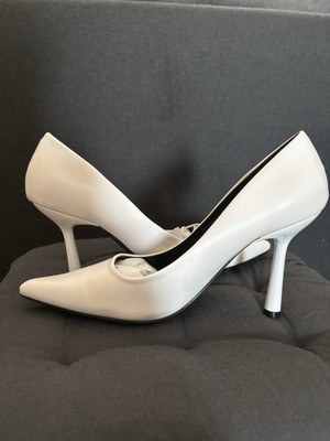 Glamorous Wide Fit pointed high heeled court shoes in white Uk Size 8