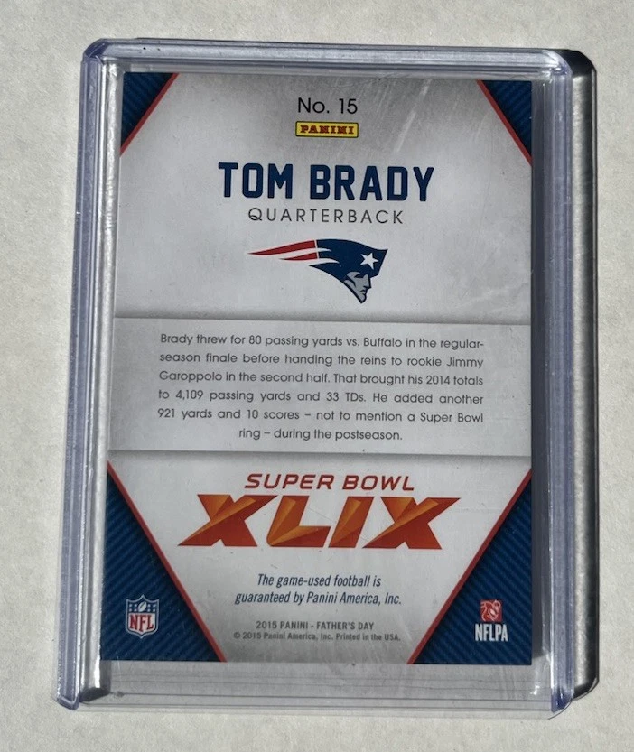 2015 Panini Father's Day Tom Brady Road To The Super Bowl Game Used Football - Image 3 of 3