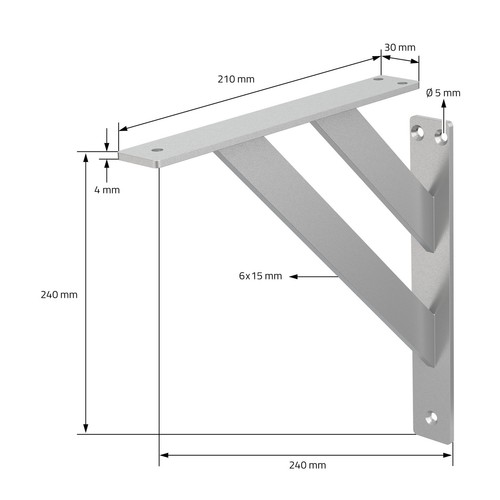 2x Supporto per mensole in alluminio argento 24x24 cm staffe per mensola pesanti - Foto 7 di 8