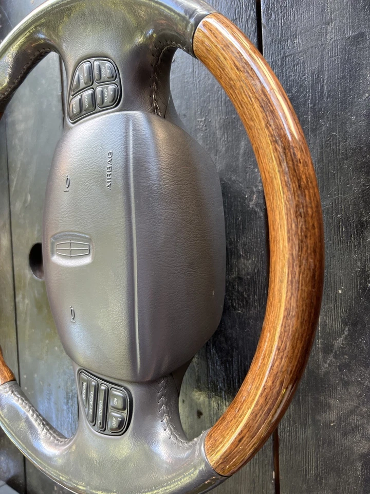 1998-02 Lincoln Navigator VOLANTE DE MADEIRA Cinza - Usado OEM EXCELENTE ESTADO - Imagem 2 de 4