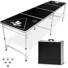 Regulation Size 8ft Beer Pong Table with 6 Balls - Durable Lightweight