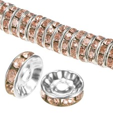 200-Pack Rondelle Spacer Beads, 10mm Czech Rhinestone Loose Beads [Champagne]