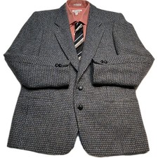 Harris Tweed Sport Blazer Jacket Men 44R Scottish Wool Hand Woven Pocket Canada
