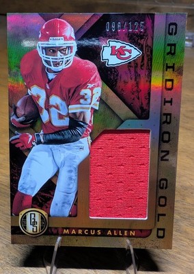 2018 Panini Gold Standard Marcus Allen Gold Rush Patch /125 Chiefs HOF Jersey