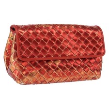 BOTTEGA VENETA INTRECCIATO Pouch Leather Red Auth 166043