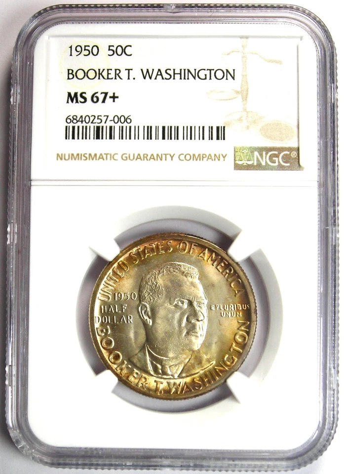 1950 BTW Booker T Washington Half Dollar 50C - NGC MS67+ Plus - $7,700 NGC Value - Image 2 of 4