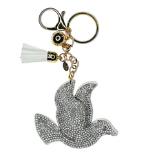 Kirks Folly Puffy Crystal Dove  & Tassel Key Ring / Charmer