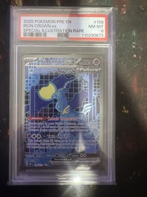Pokemon TCG Iron Crown ex SV Prismatic Evolutions SIR Holo PSA 8 158/131
