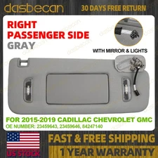 Gray Right Passenger Side Sun Visor W/ Light For Cadillac Chevrolet GMC 15-2019