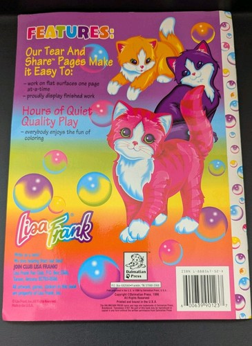 Lisa Frank Coloring Book Kittens 1996 Dalmatian Press Cute Kitty Cat Unused - Picture 3 of 10