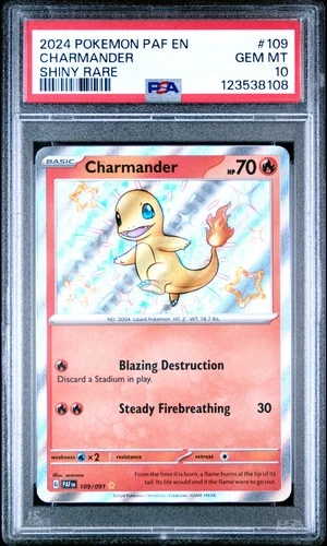 2024 POKEMON PAF EN-PALDEAN FATES SHINY RARE #109 CHARMANDER PSA 10