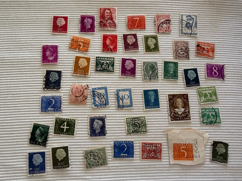 Vintage Netherlands Stamp Lot Nederland Dutch Queen Definitives Used Mid Century