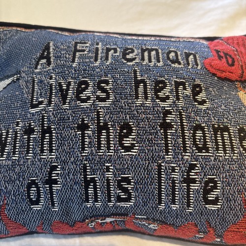 Pillow 9”x12” Fireman Lives Here W Flame Of His Life Accent Wedding First Home - Picture 2 of 10