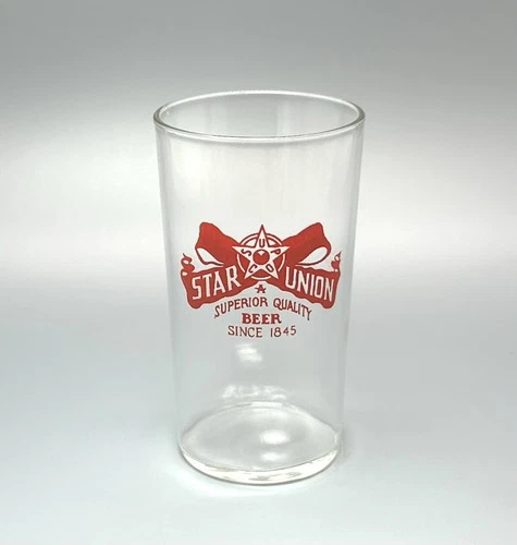 Star Union Beer Shell Glass / Vtg Man Cave Decor / Tavern Barware Advertising