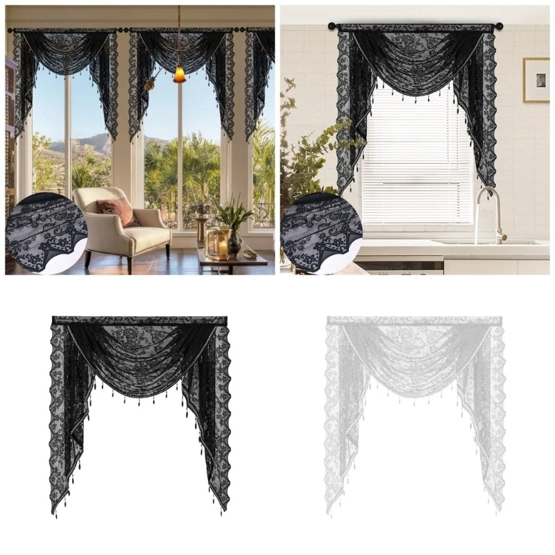 Florals Embroidered Window Valance Sheer Curtain for Sophisticated Home