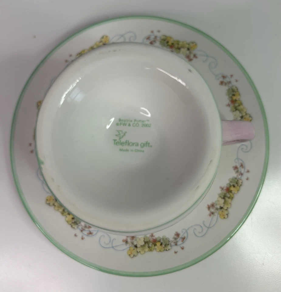 Juego de tazas y platillos de té Teleflora 2002 Beatrix Potter Peter Rabbit Pastel Bunny Foto 4 de 4