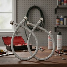 Durable 16-Inch Faucet Hose Connector Set - Lead-Free and NSF Certified - 2-Pack