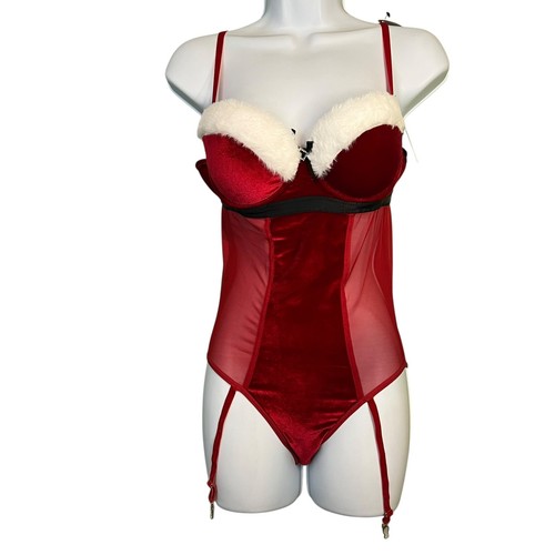 Spree Intimates Bodysuit Womens Medium Santa's Helper Faux Fur Lingerie Costume - Picture 2 of 12