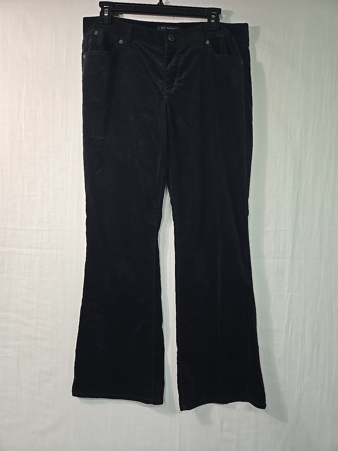 Talbots Velvet Solid Black Pants Bootcut Women's … - image 1