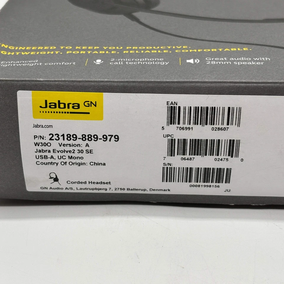 New Jabra Evolve 2 30se Corded Headset Black HSC141 - Image 4 of 4