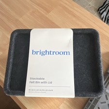 Brightroom Stackable Felt Storage Bin with Lid Gray 8.25x6.25x4.125 in