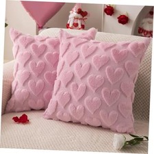 Valentines Pillow Covers 18x18 inch Set of 2 18" x 18" Pack of 2 Pink Heart