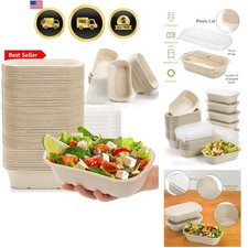 Compostable Take Out Food Containers with PP Lid, Bagasse to Go Containers Re...