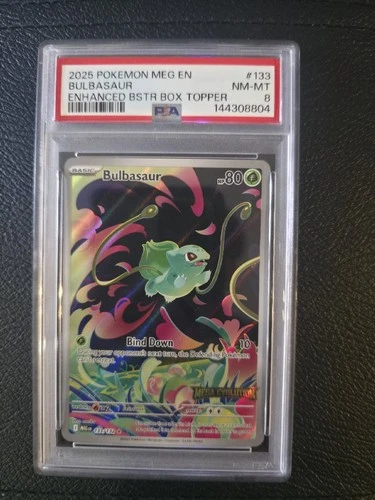 PSA 8 Bulbasaur Stamped Box Promo 133/132 Pokemon Mega Evolutions 2025 ENGLISH