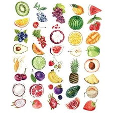  Realistic Temporary Tattoos - 41 Designs, 20 Pcs, Waterproof Watercolor Fruits