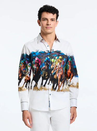 Robert Graham DERBY DAY Horse Race $238 Large Classic Fit NEW NWT FREESHIP! L - Picture 5 of 10