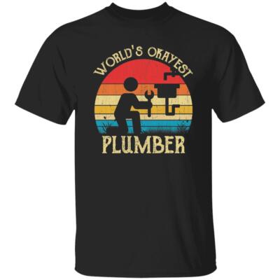 Plumber Unisex Shirt World's Okayest Plumber retro tee Black Dark Heather