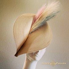 Aimee Fuller Pastel Neapolitan Pink Cream Light Blue Derby Fascinator Bridal Hat